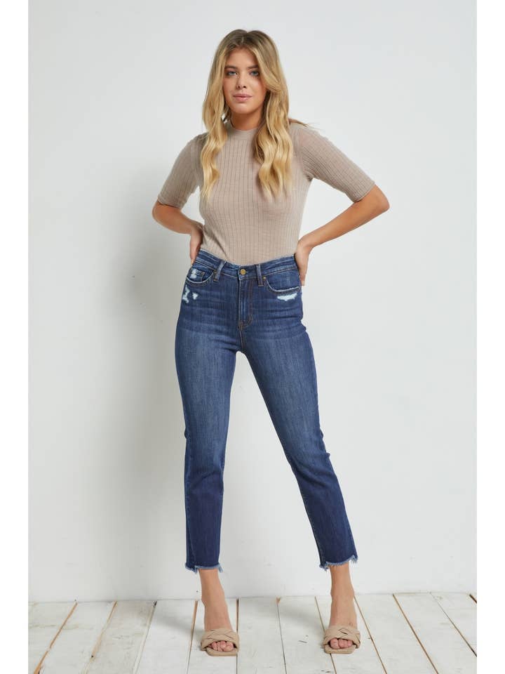 DARK WAVE HIGH RISE STRAIGHT CROP - Casual Design for wholesale on Faire6