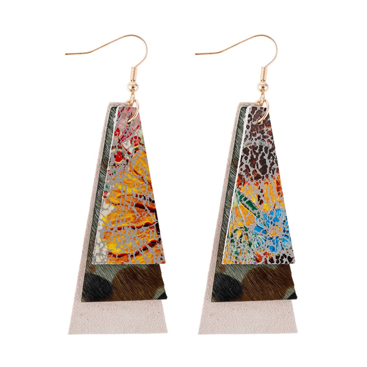 MYS Wholesale Inc - Wholesale Dangle Earrings - Animal Print Layered Leather Trapezoid Hook Earrings13