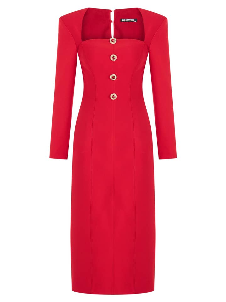 Robe midi à col carré pour la vente par NOCTURNE