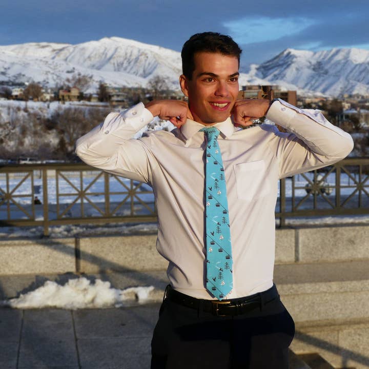 Bombora Ties - Wholesale Necktie - Men's - Lift Lines (Blue)4