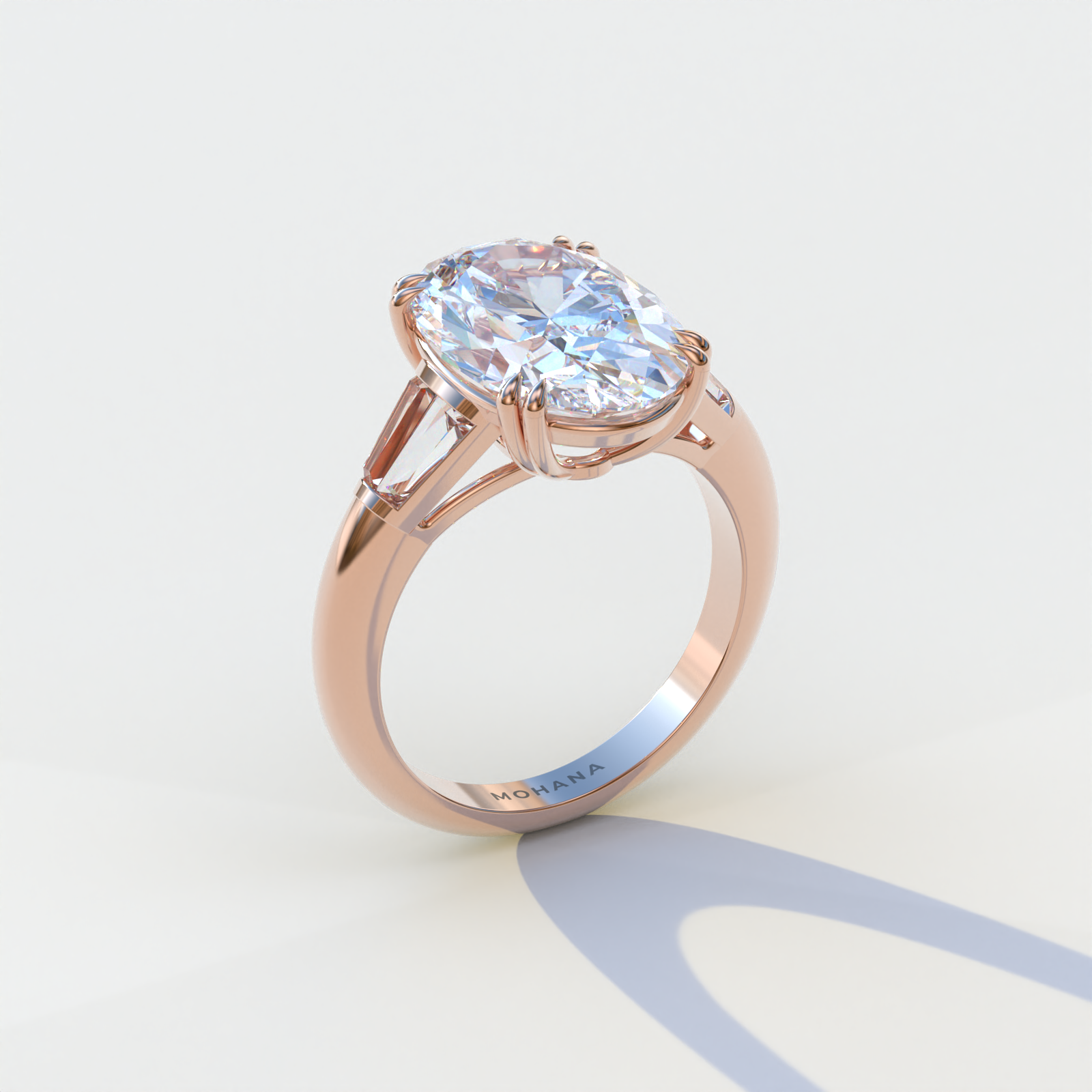 Mohana Jewels - Luxury - Wholesale Engagement Ring - 3 Carat E VVS Oval & Baguette Lab Diamond Ring - Persi10