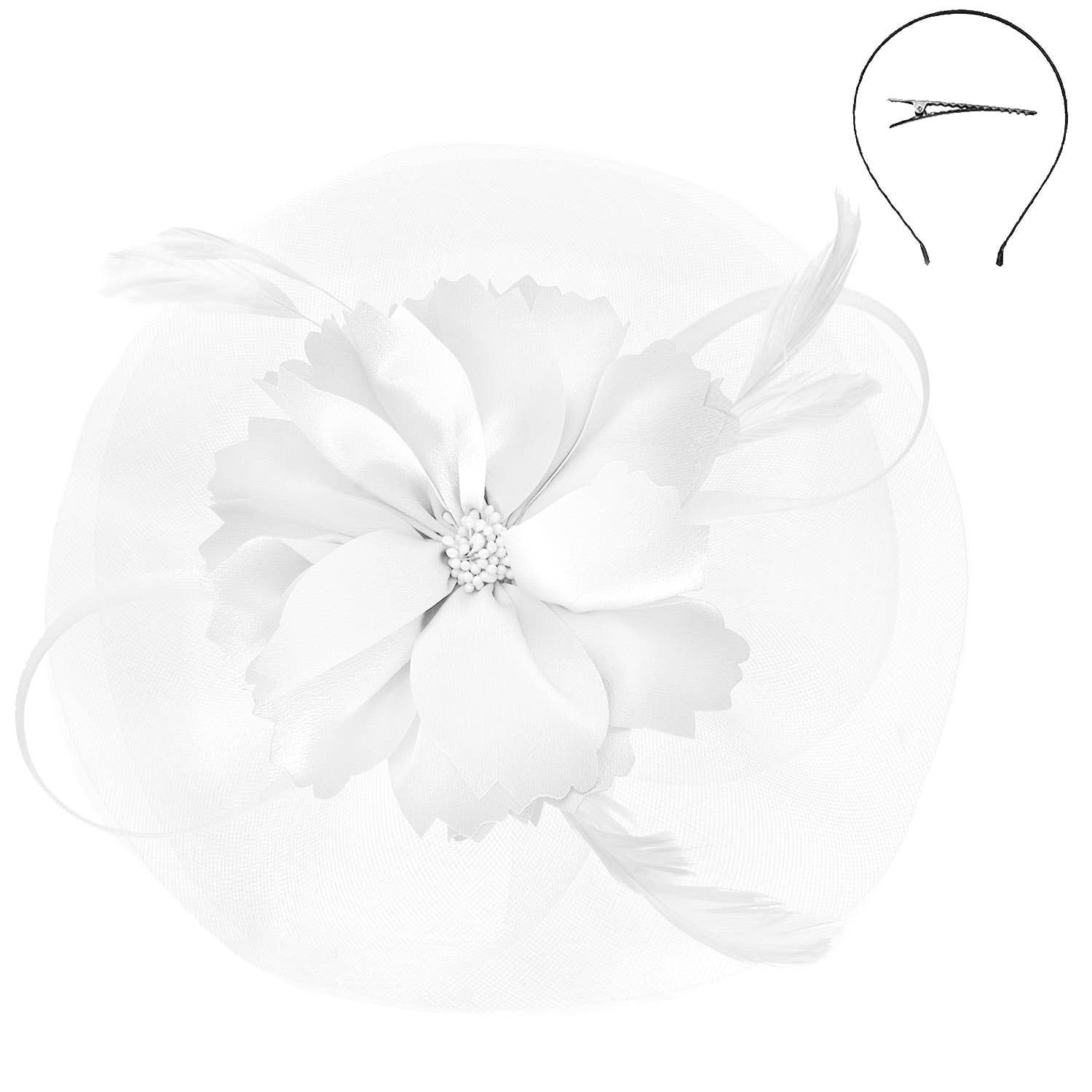 SP Sophia Collection - Wholesale Fascinator Hat - Women's - Elegant Floral Feathered Organza Mesh Fascinator8