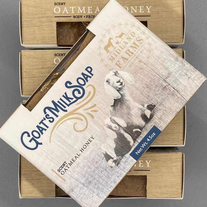 Oatmeal Honey Goat Milk Soap for wholesale by Midland Farms Goat Milk Soap