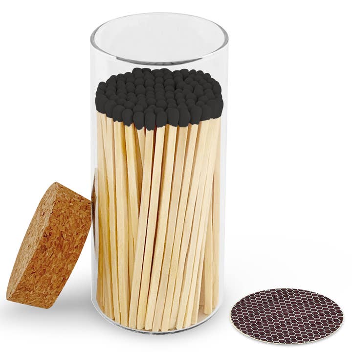 Thankful Greetings - Wholesale Matches - 4" Matches in Large Chic Cork Top Jar - Color(s) of Choice