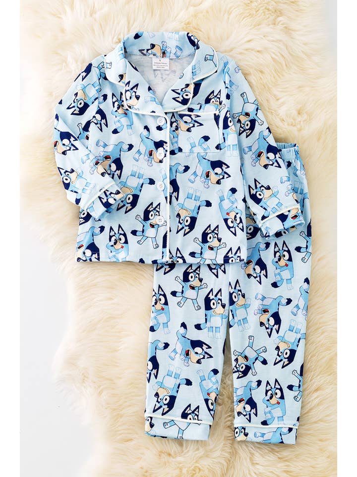 Kids Charm Online - Wholesale Sleepwear Set - Kids - Blue character printed boys pajamas. PJB40031 SOL