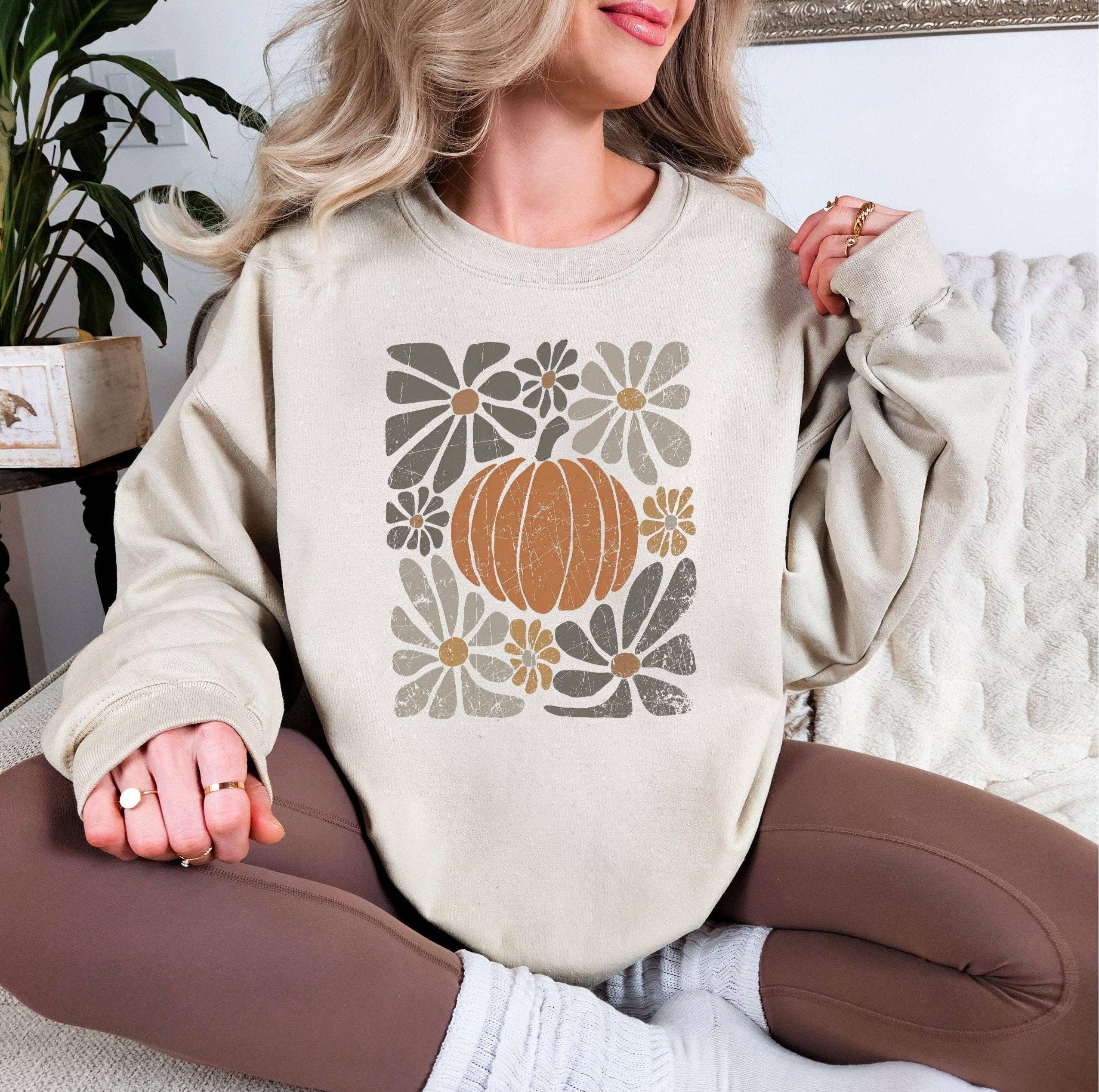 Up2ournecksinfabric - Wholesale Graphic Sweatshirt - Women's - Womens Boho Fall Pumpkin Crewneck Sweatshirt2