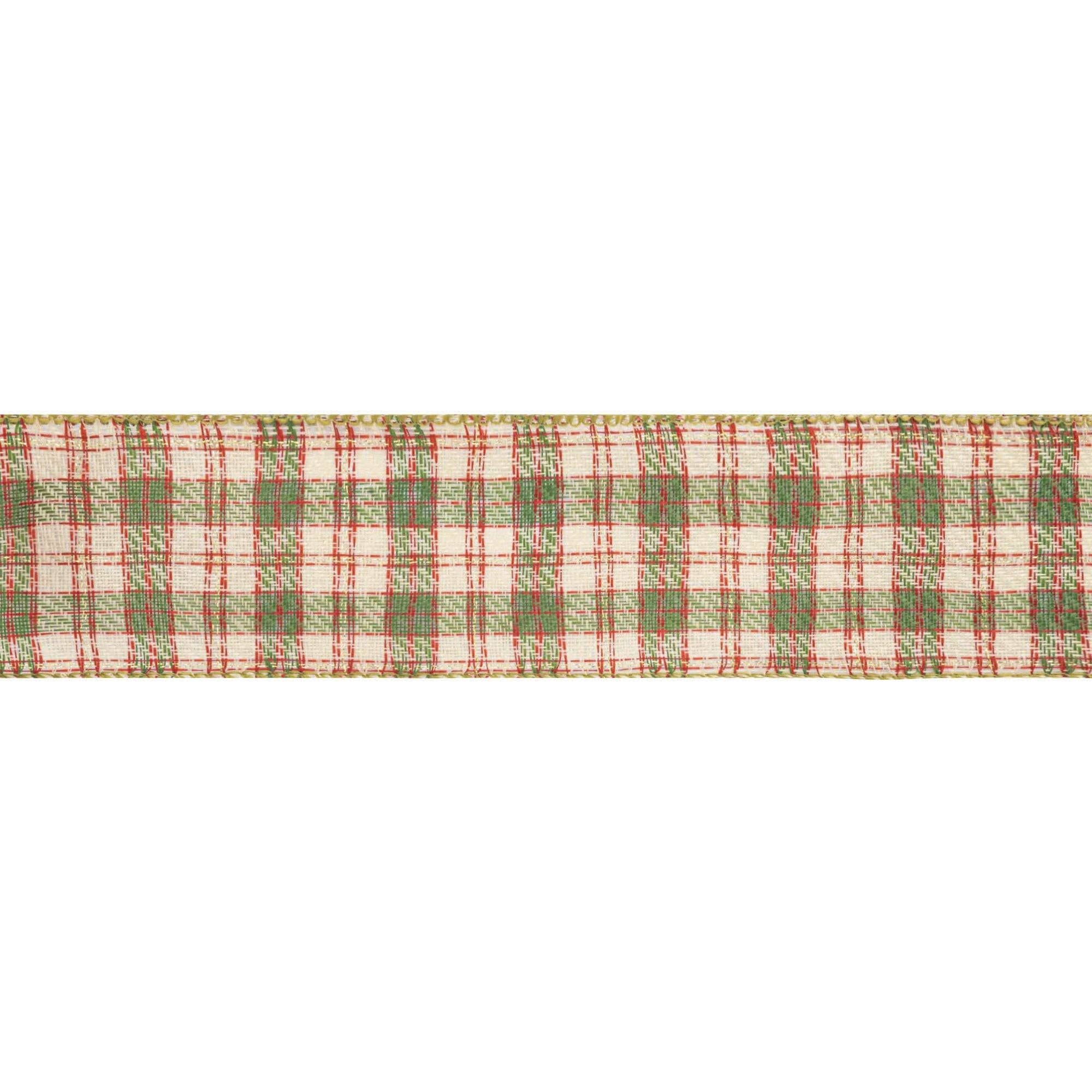 LA Ribbons Wholesale - Wholesale Ribbon - Gift Wrapping - 2 1/2" Wired Ribbon | White/Red/Green Plaid | 10 Yard Spool4