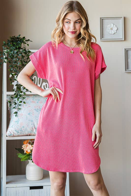 HEIMISH – Großhandel Kleid – Damen – ED6807-10 URBANES GERIPPTES MINIKLEID MIT SEITENTASCHE2