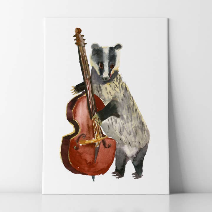 Rosie Webb illustrations - Wholesale Art Print - Bass Badger Giclee Print GP01202