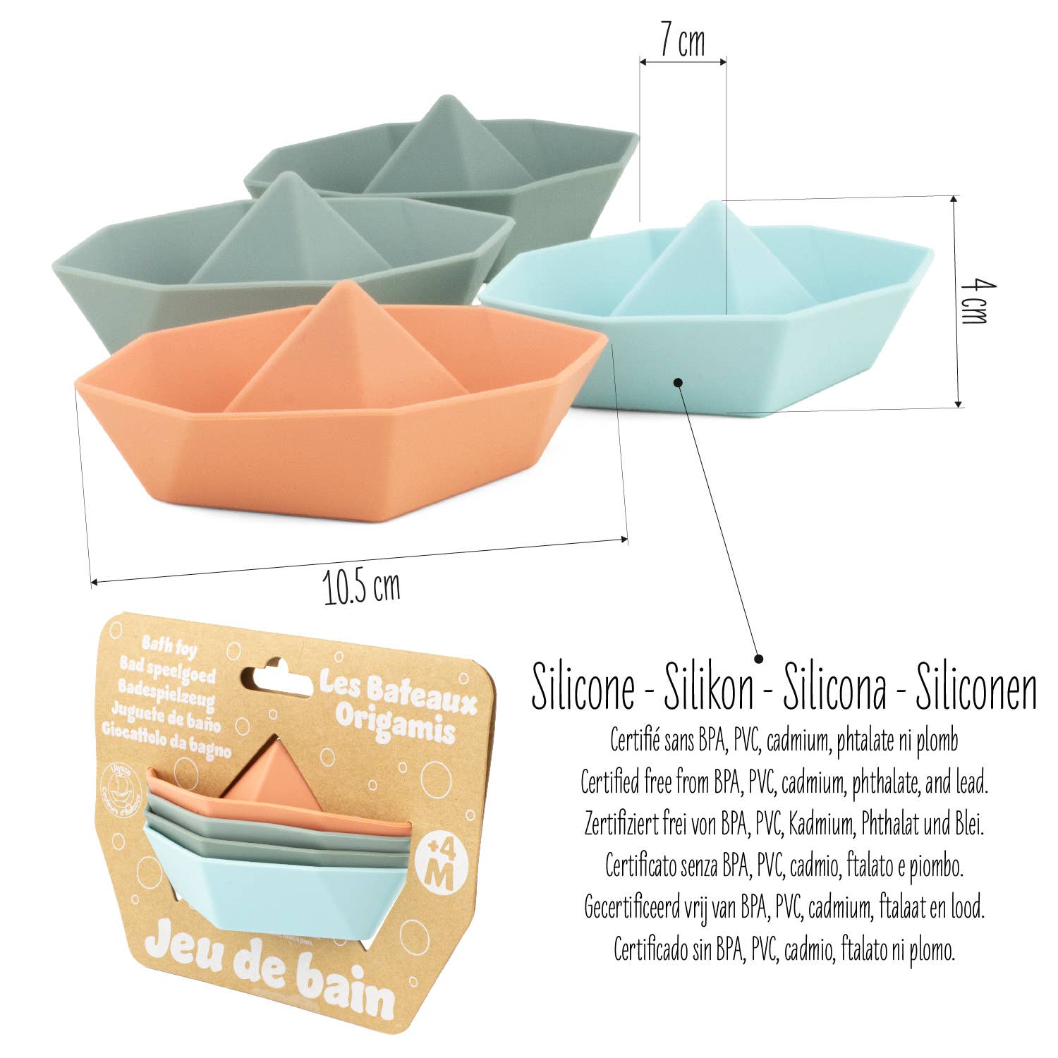 Ulysse Couleurs d'Enfance – wholesale Badleksak - Baby – SILIKON: ORIGAMI BÅTAR1