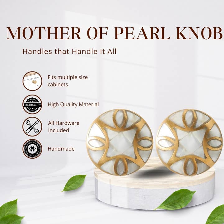 Perilla Home – wholesale Knob/pull – Set of Six Brass Mother Of Pearl Knobs4