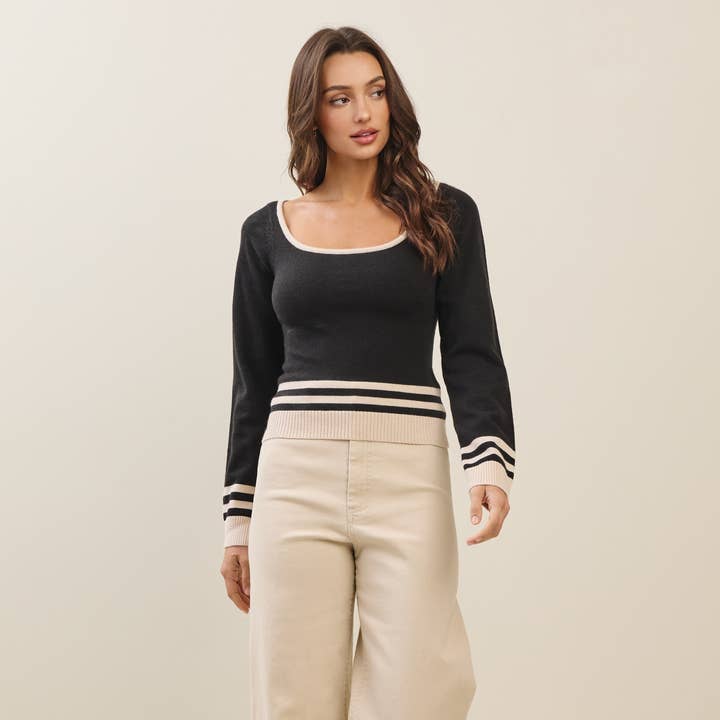 Kontrast strik top for engroshandel hos Able