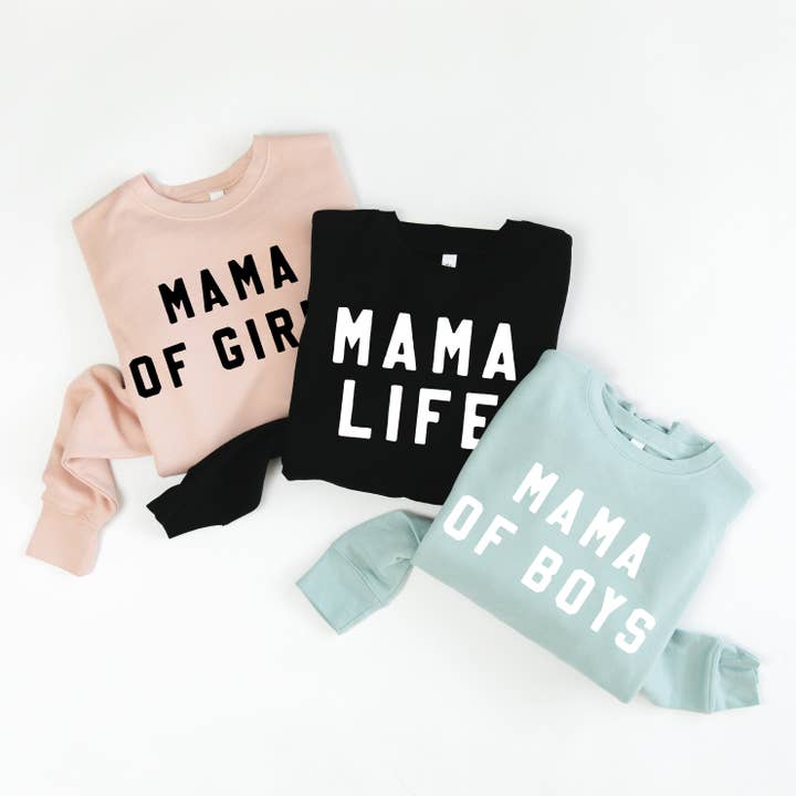 Super blød fleece rund hals - flere designs for engroshandel hos Little Mama Shirt Shop