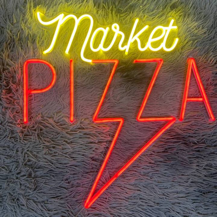 Market Pizza Neon Sign, Pizza Store, Shop Wall Décor for wholesale by Glow Neon