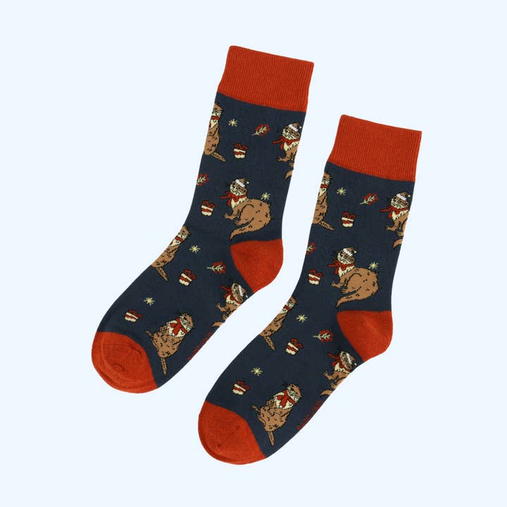 Chaussettes Loutre de Noël | Chaussettes en Bambou | Chaussettes Marines pour la vente par Bare Kind Socks