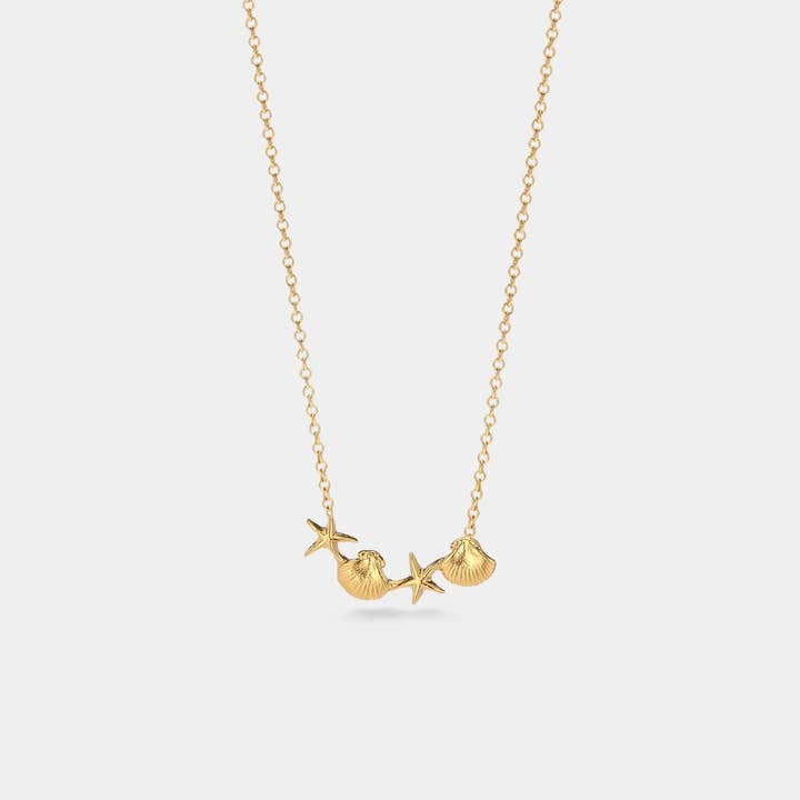 Perimade & Co. LLC - Wholesale Pendant/Charm Necklace - Seashell Starfish Beach Necklace in 925 Sterling Silver