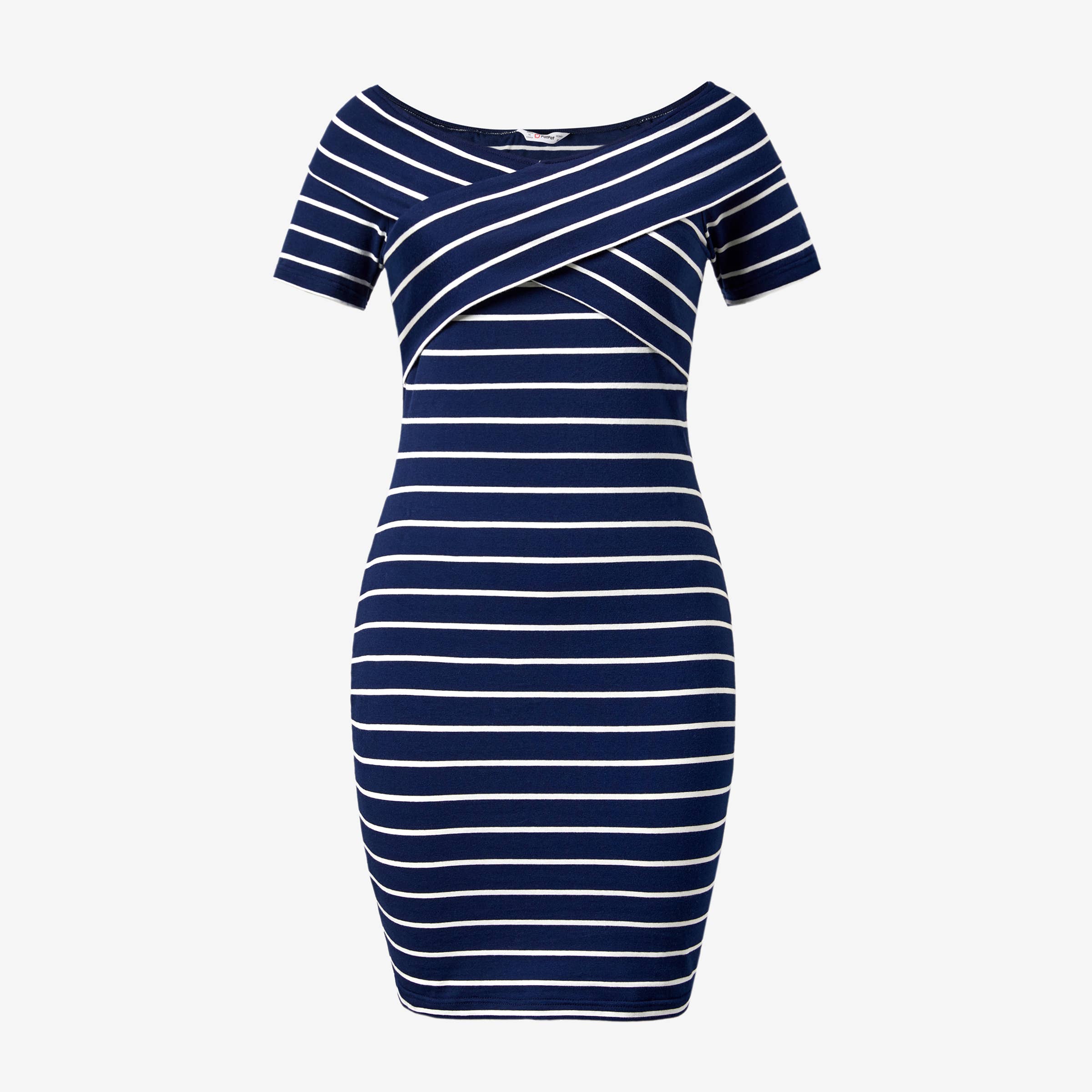 royalblue Family Stripe T-shirt and Cotton Bodycon Knitted Dress for wholesale on Faire1