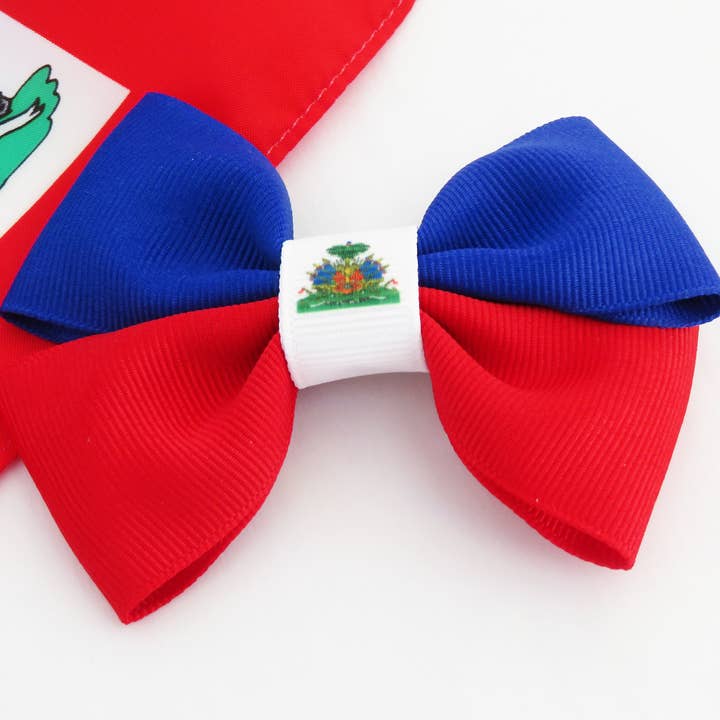 QXP Shop - Wholesale Hair Bow - Kids - Haiti Flag Hair Bow