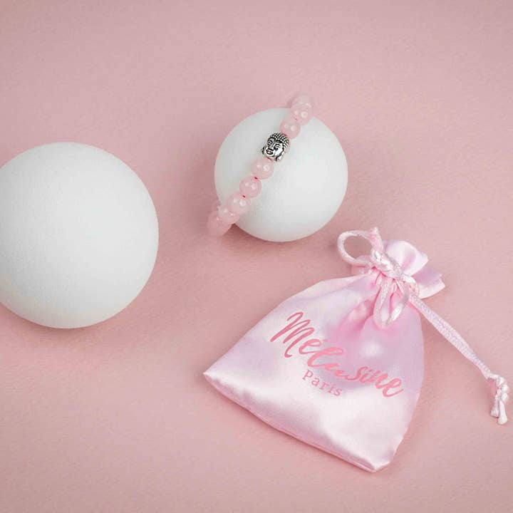 Bracciale Magic Buddha in quarzo rosa per la vendita all'ingrosso da parte di Melusine Paris