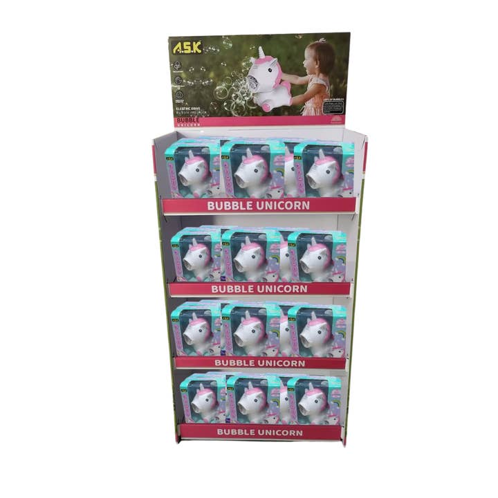 K & S WHOLESALE INC - Wholesale Bubble wand – Child - A.S.K Unicorn Bubble Toy Floor Display 48 CT