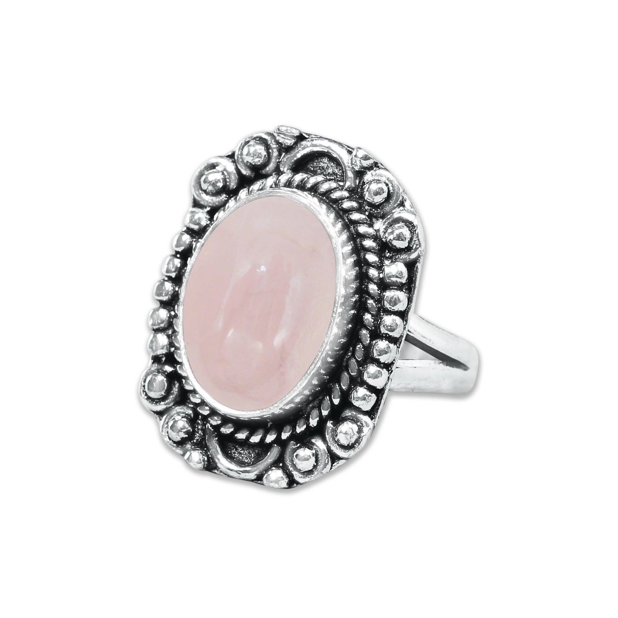Handmade Jewels – wholesale Cocktail/Statement Ring – Rosenkvartsringar – Silverpläterade, Handgjorda, Mjuk Rosa (US Storlekar 6–10, Ej Justerbara)19