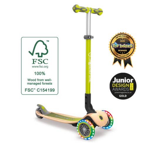 Globber - Wholesale Bike/Scooter - Kids - Primo Foldable Wood Lights  3-Wheel Wooden Foldable Scooter