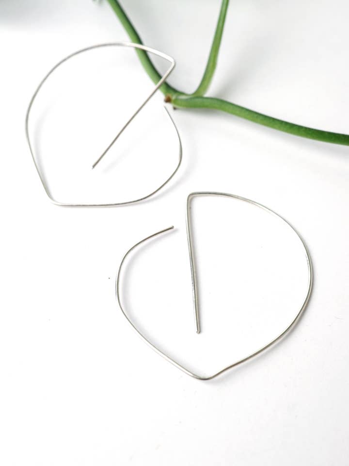 Courbe Threader Hoop Earrings in silver or gold-filled for wholesale by Megan Auman