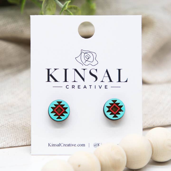 Sydvestlige Aztec træ ørestikker for engroshandel hos Kinsal Creative