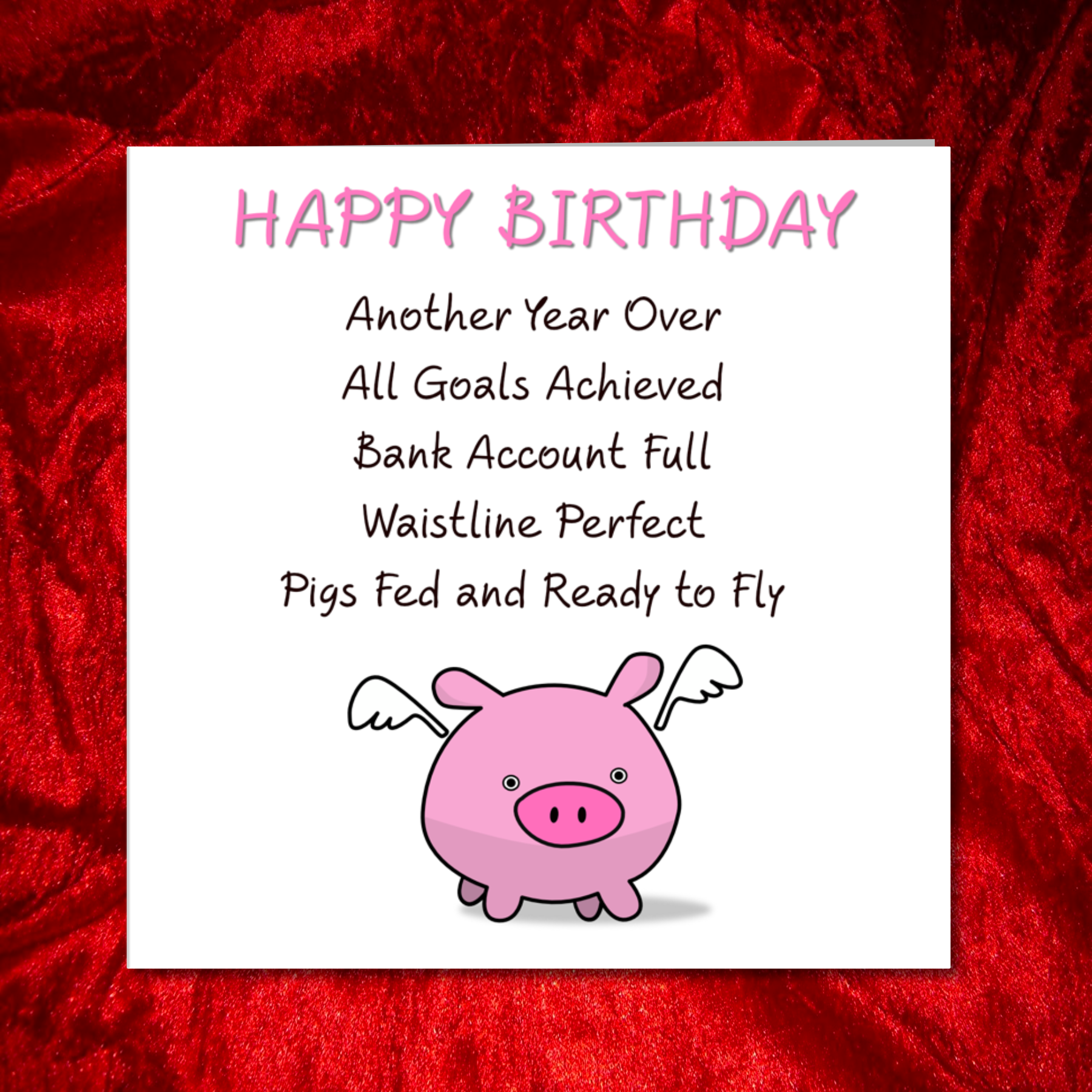 Swizzoo Cards – wholesale Birthday card – Funny Birthday Card - Friend Girlfriend Mum Daughter - Pigs might Fly- Funny Humorous Card Piggy Goals Diet2