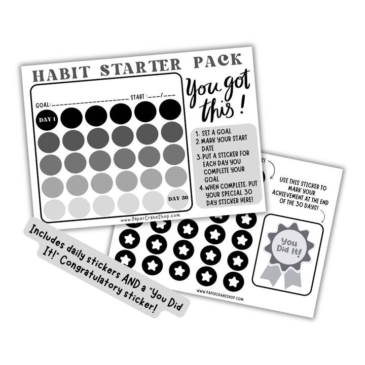 Paper Crane Shop – Großhandel Aufkleber – Gewohnheits-Starterpaket - Schwarz