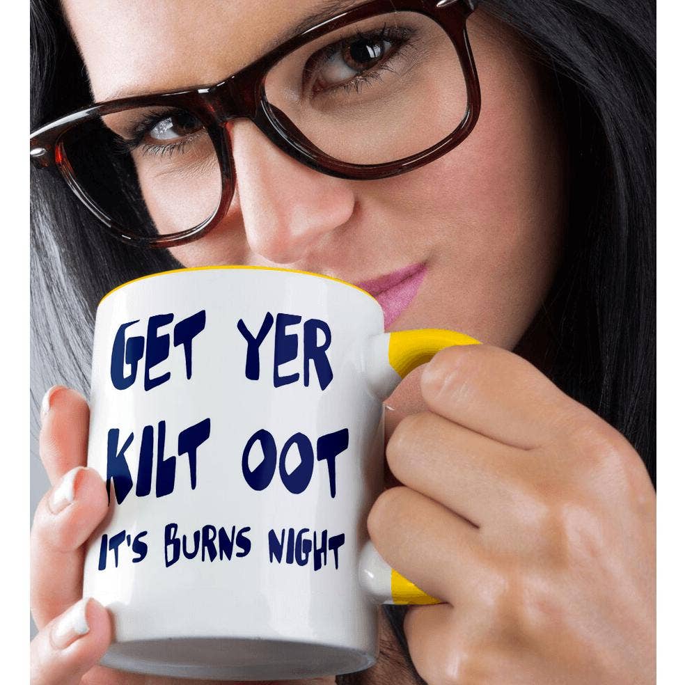 3dRose - Wholesale Koffiemok - 3dRose, Haal je Kilt tevoorschijn, het is Burns Night Blauwe Tekst, Mok1