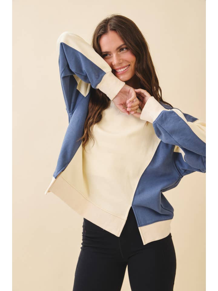 AEMI + CO - Wholesale Sweatshirt - Women's - 9106FK Colorblock Terry Pullover Sweatshirt2