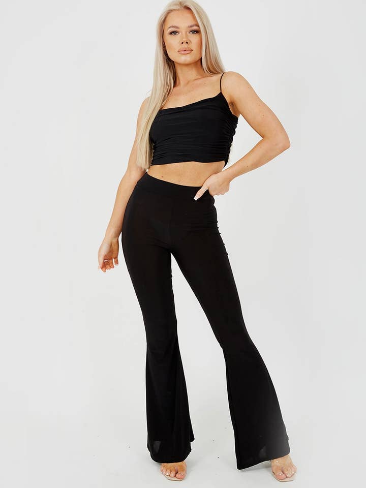 Stylewise Direct – wholesale Pants – Women's – Scrunch Back Flared Slinky Trousers