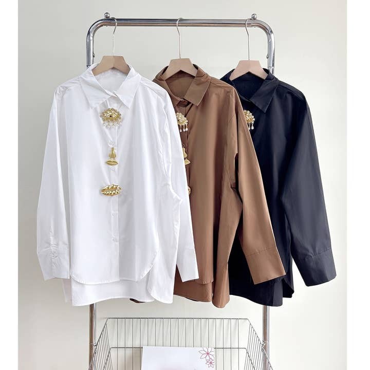 X0432LT Shirt w/ Eye and Lips Gold Appliques for wholesale by XHHH Inc