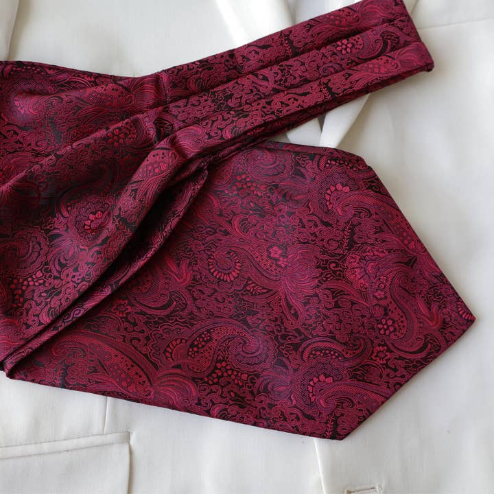 Tie Mood - Wholesale Stropdas - Heren - Bordeauxrode Paisley Ascot stropdas