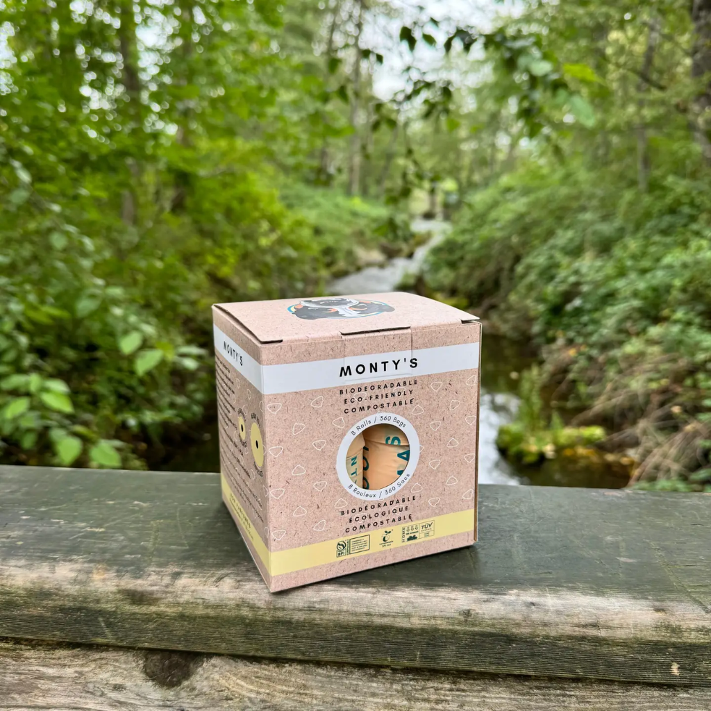 Monty's Bags – wholesale Pet poo bag – Compostable Cornstarch Poop Bags - 9 x 13" - Triples Rolls 8