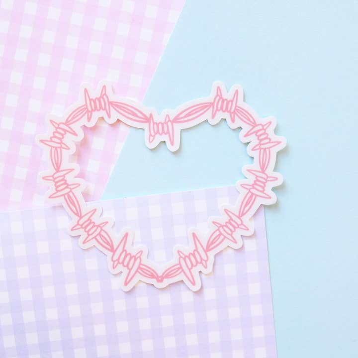 Barbed Wire Heart Kawaii Sticker for wholesale by Chibi Cheeks Co