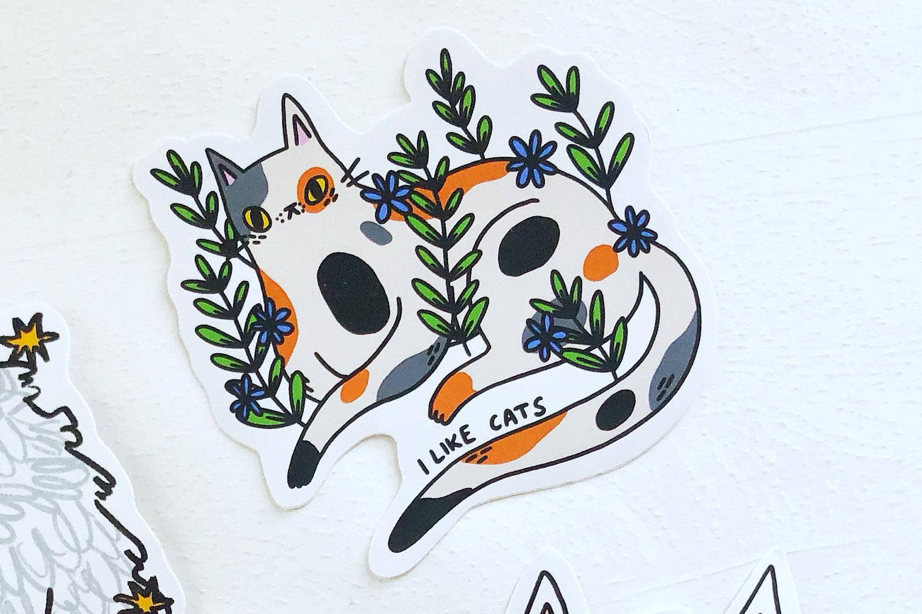 I LIKE CATS – wholesale Sticker – Calico Cat Vinyl Decal Sticker3