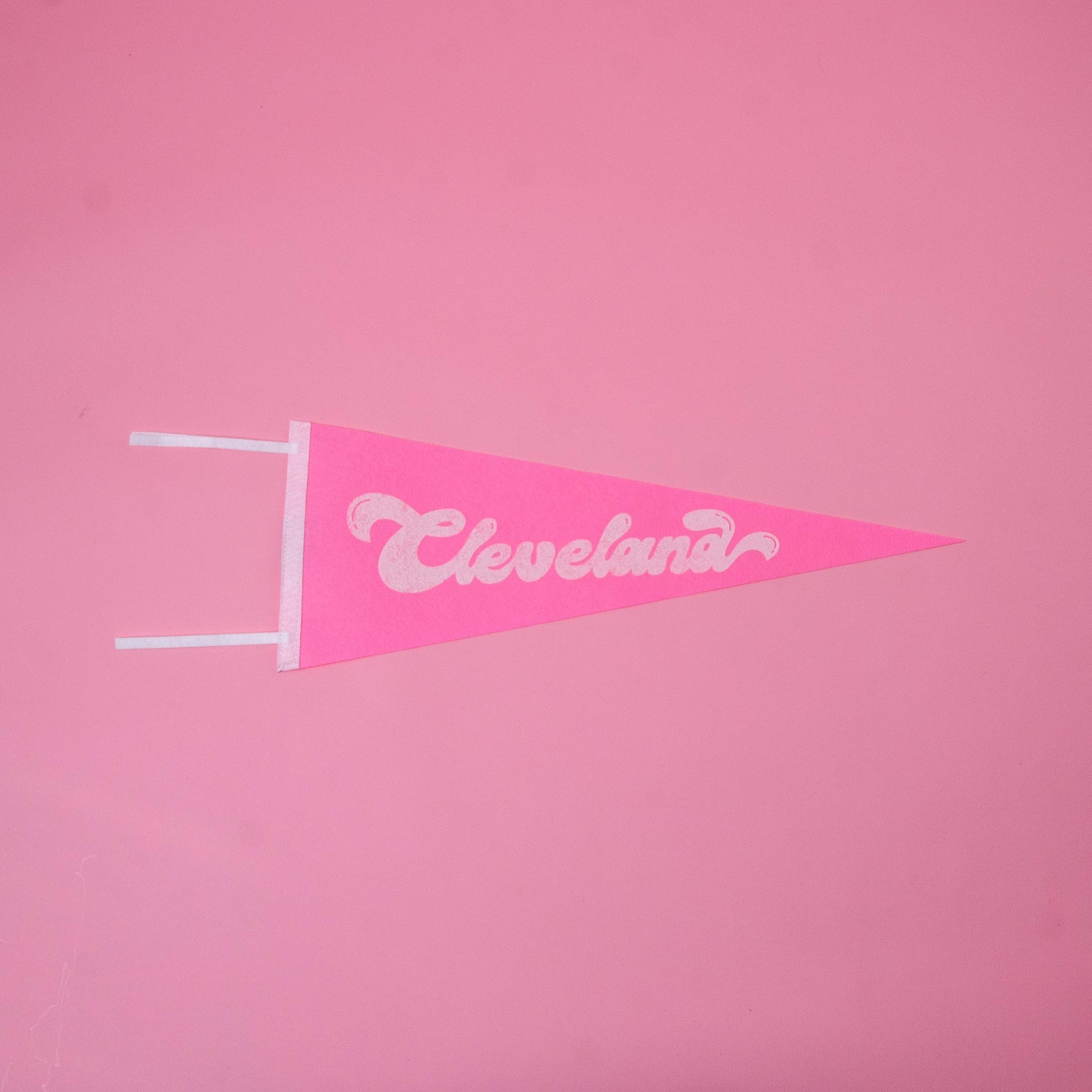 Yikes Design - Wholesale Tapestry/Textile - Cleveland Script Screenprinted Pennant — Retro Felt Pennant0