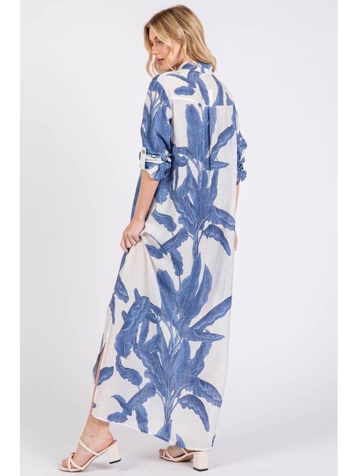 Vanilla Monkey - Wholesale Dress - Women's - Palm Print Button-down Maxi Dress3