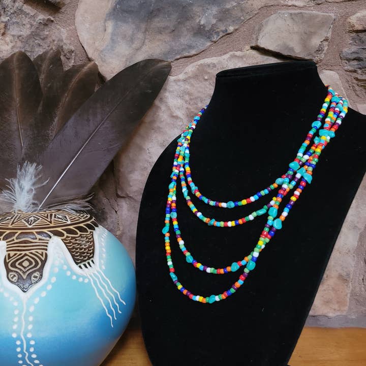 Horse Spirit Studio - Wholesale Beaded/Pearl Necklace - Set- 4 Native American made Turquoise, glass bead necklaces6