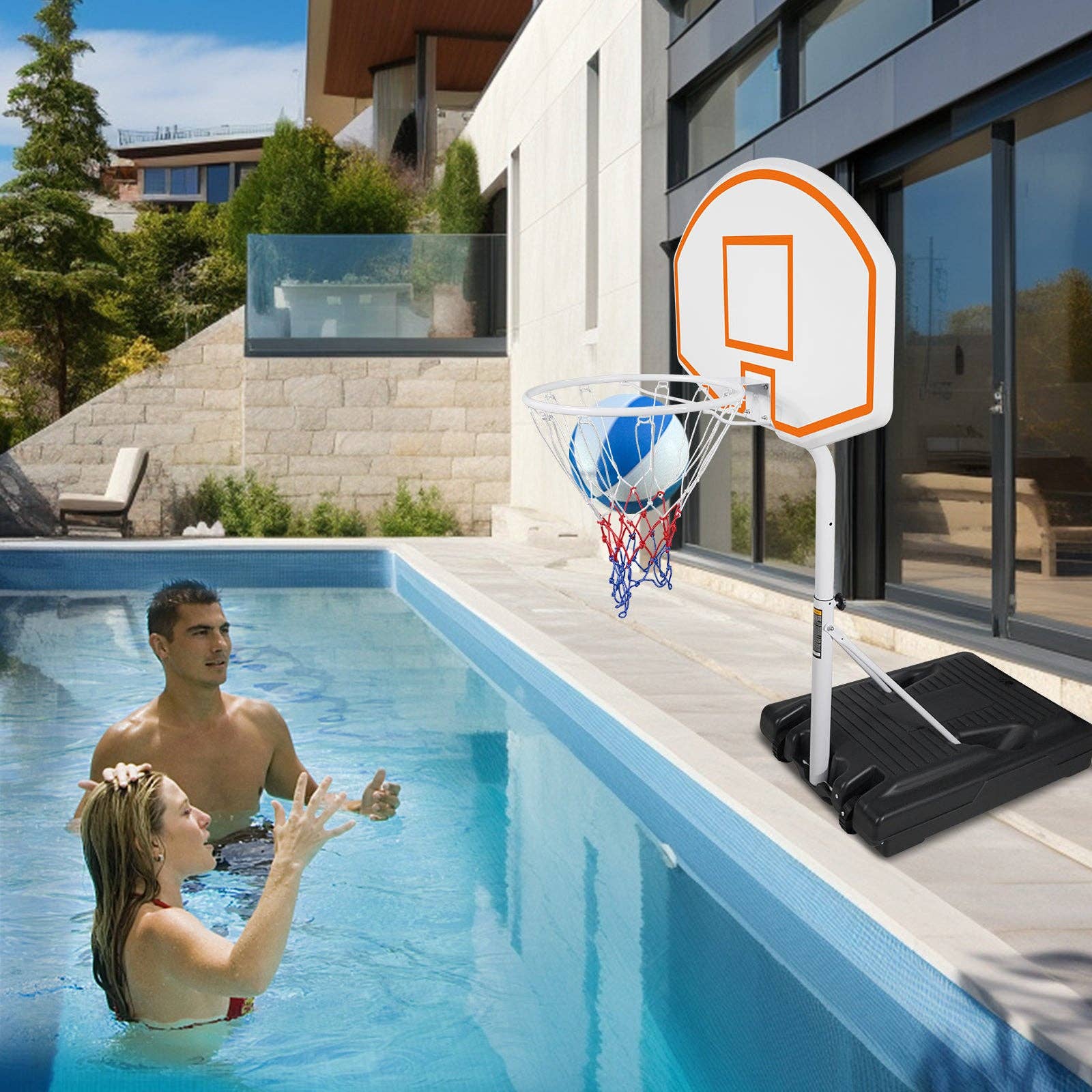 39F Inc. - Wholesale Sporting Accessories - Orange Portable Poolside Hoop - Adjustable 3.1ft-4.7ft1