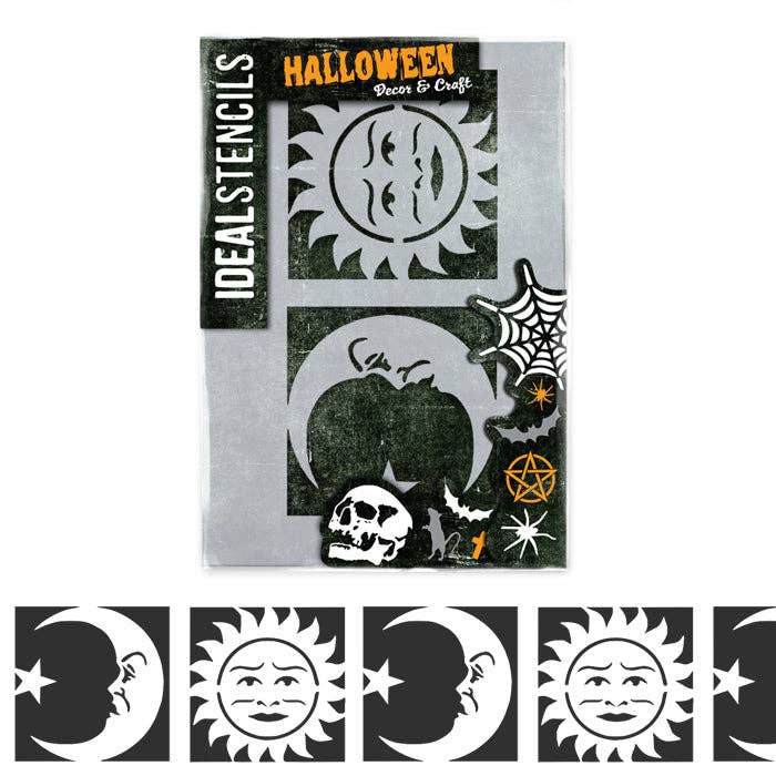 Ideal Stencils - Vendita all'ingrosso Tinta per stencil/lavoretti - Stencil Celeste Sole e Luna