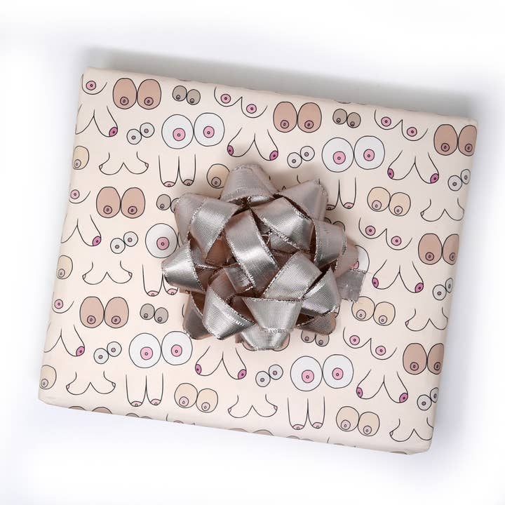 Unblushing - Wholesale Flat Wrap - Boob Gift Wrap Wrapping Paper Sheets - Bachelorette, Holiday