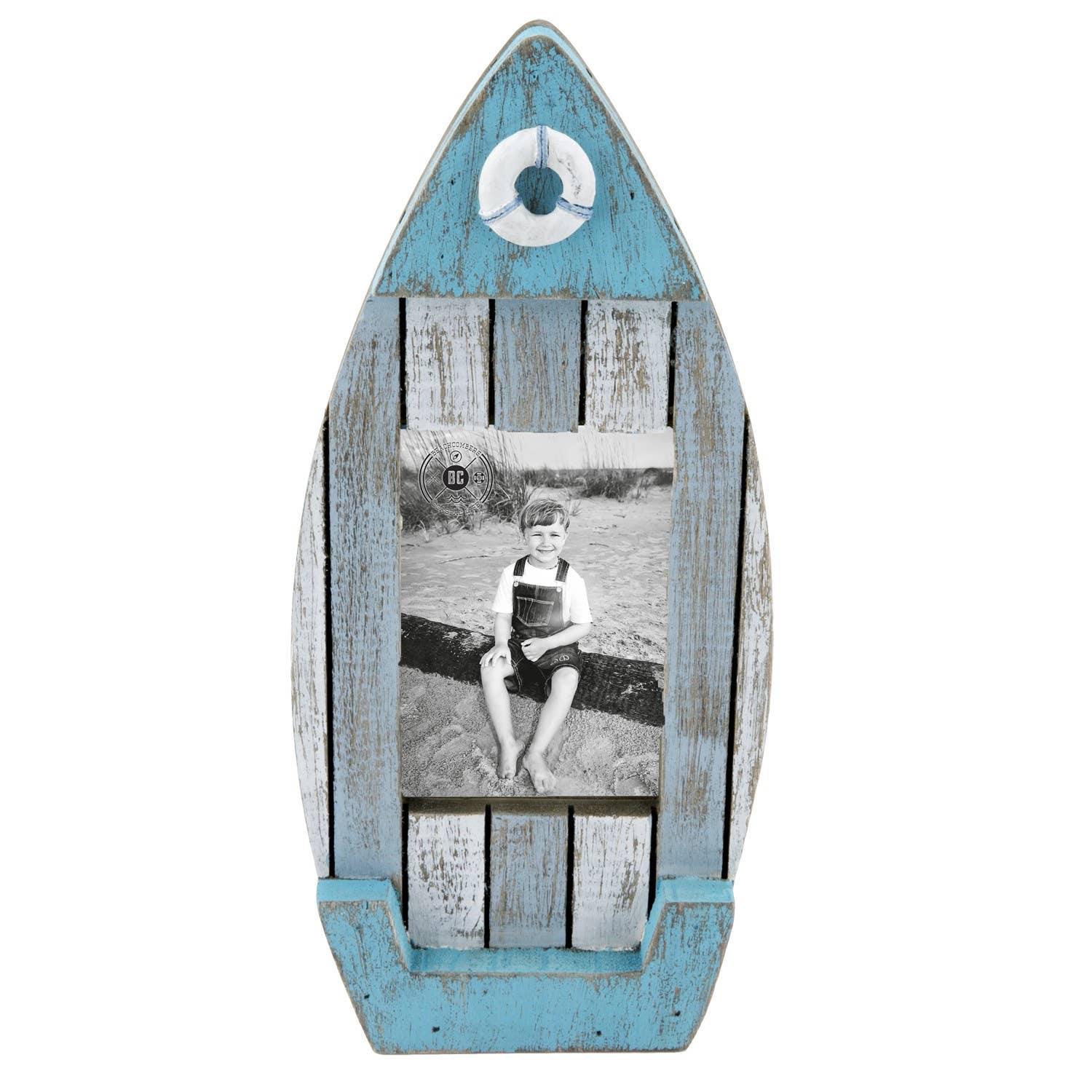 Beachcombers - Wholesale Picture Frame - SALE Boat Shaped Teal Blue 4" x 6" Picture Frame0