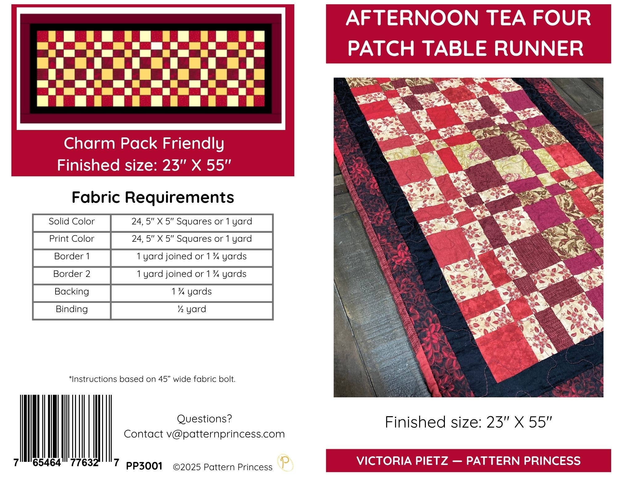 Pattern Princess - Wholesale Table Runner - Afternoon Tea Four Patch Table Runner Pattern 7