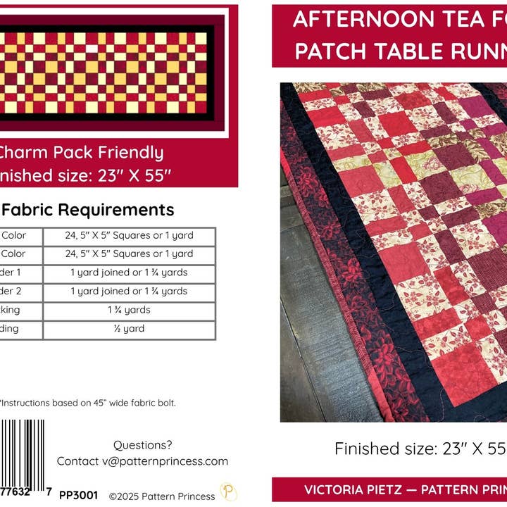 Pattern Princess - Wholesale Table Runner - Afternoon Tea Four Patch Table Runner Pattern 7