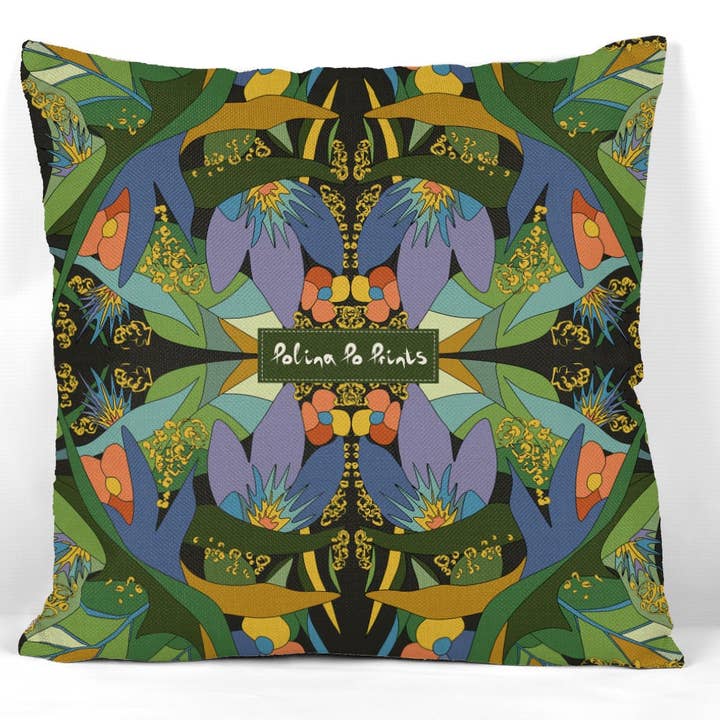 Décoration Nautique - Housse de Coussin Verte avec motif sans couture pour la vente par Polina Po Prints