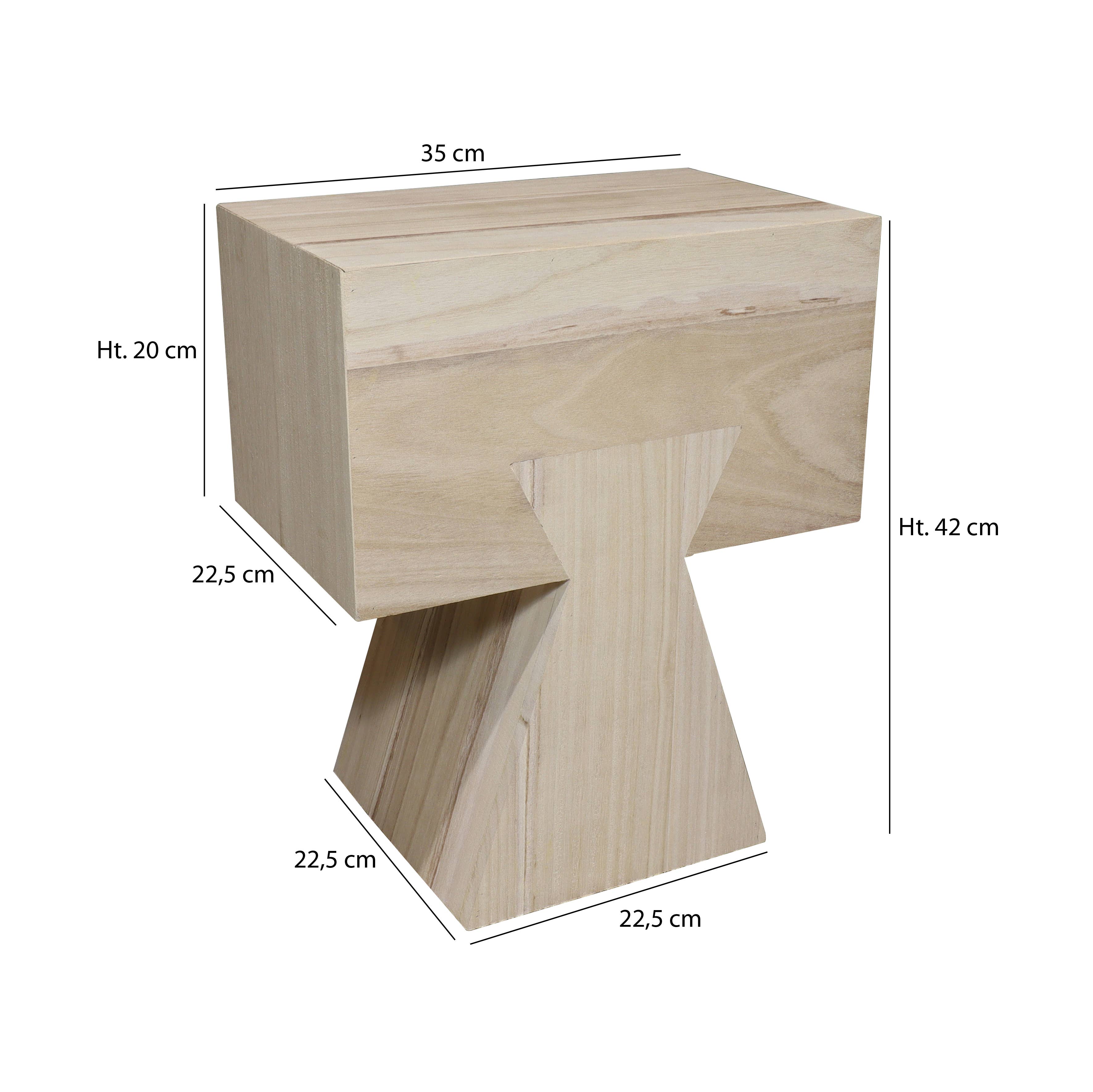 Now's Home - Wholesale Side Table - NATURAL PAULOWNIA WOOD ACCENT FURNITURE 35X22X42 LINE5
