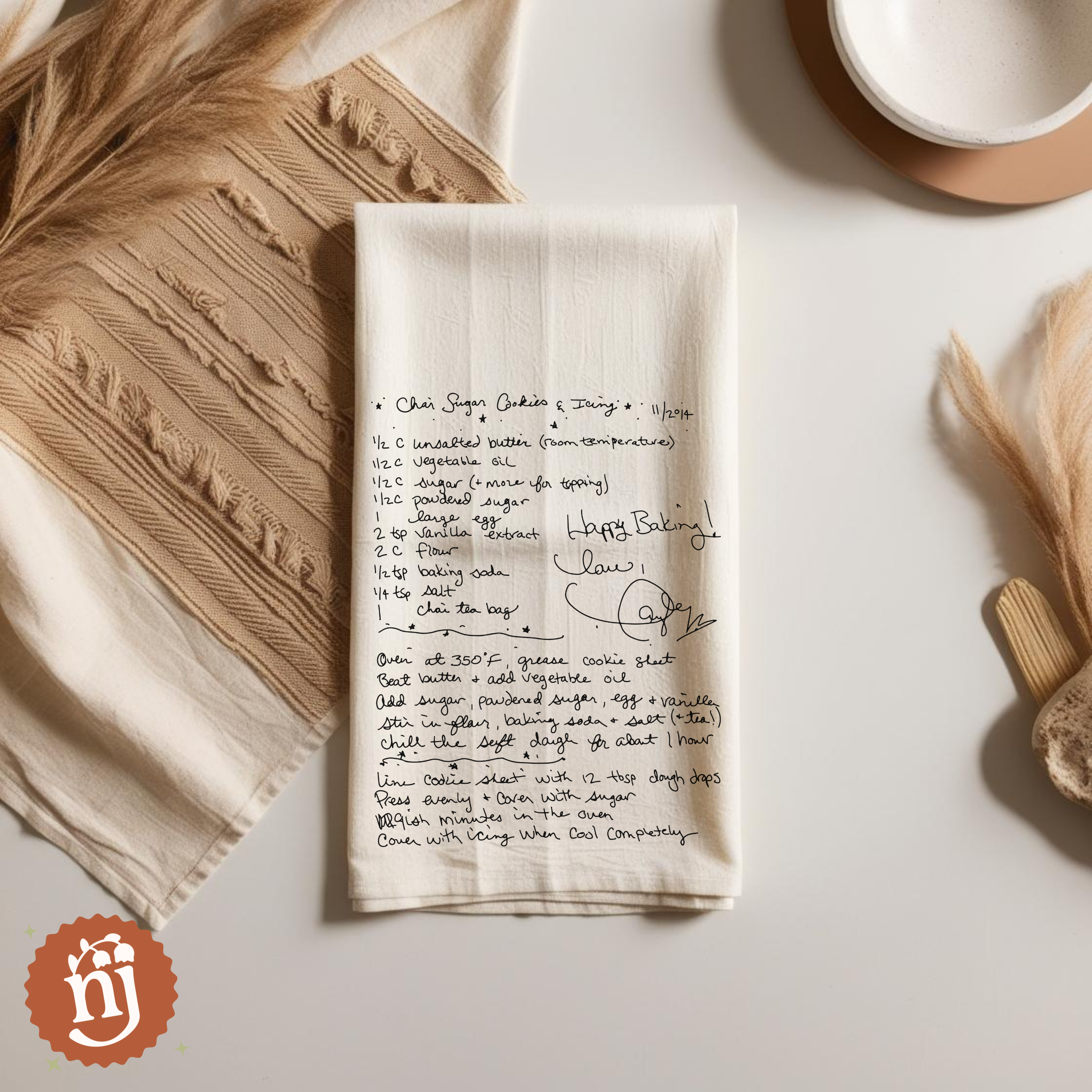 Nearly June Design Co - Wholesale Tea Towel - Taylor's Chai Sugar Cookie & Icing Recipe Tea Towel1